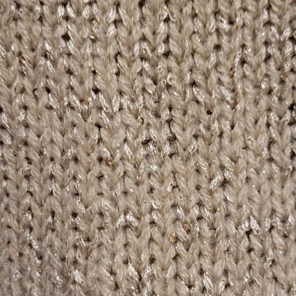 Woman's Sz S Beige Poly. Blend/Metallic Long Sleeve Pullover Sweater by MAUNCES - Picture 5 of 6